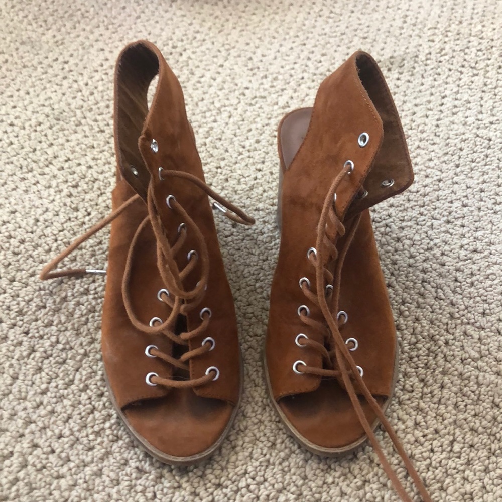 Brown Velvet Lace Heels